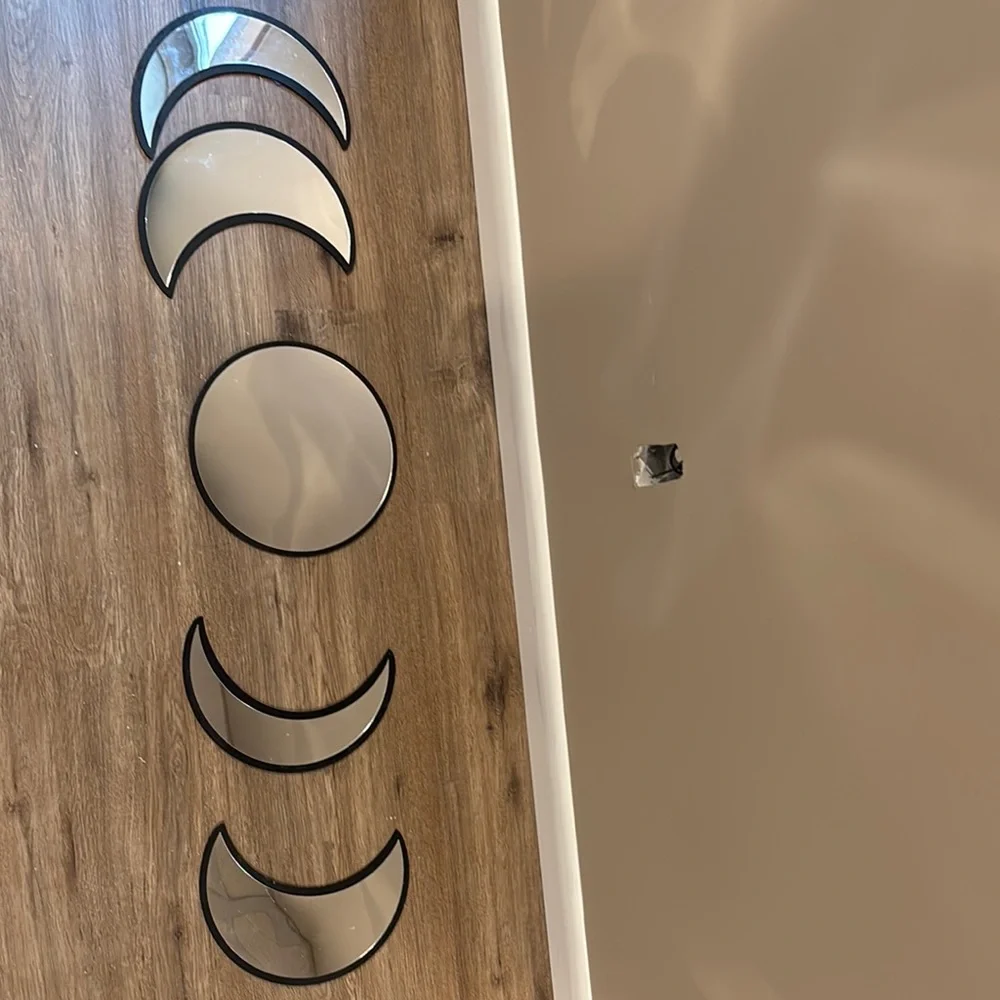 Black Framed Moon and Circle Mirror Set